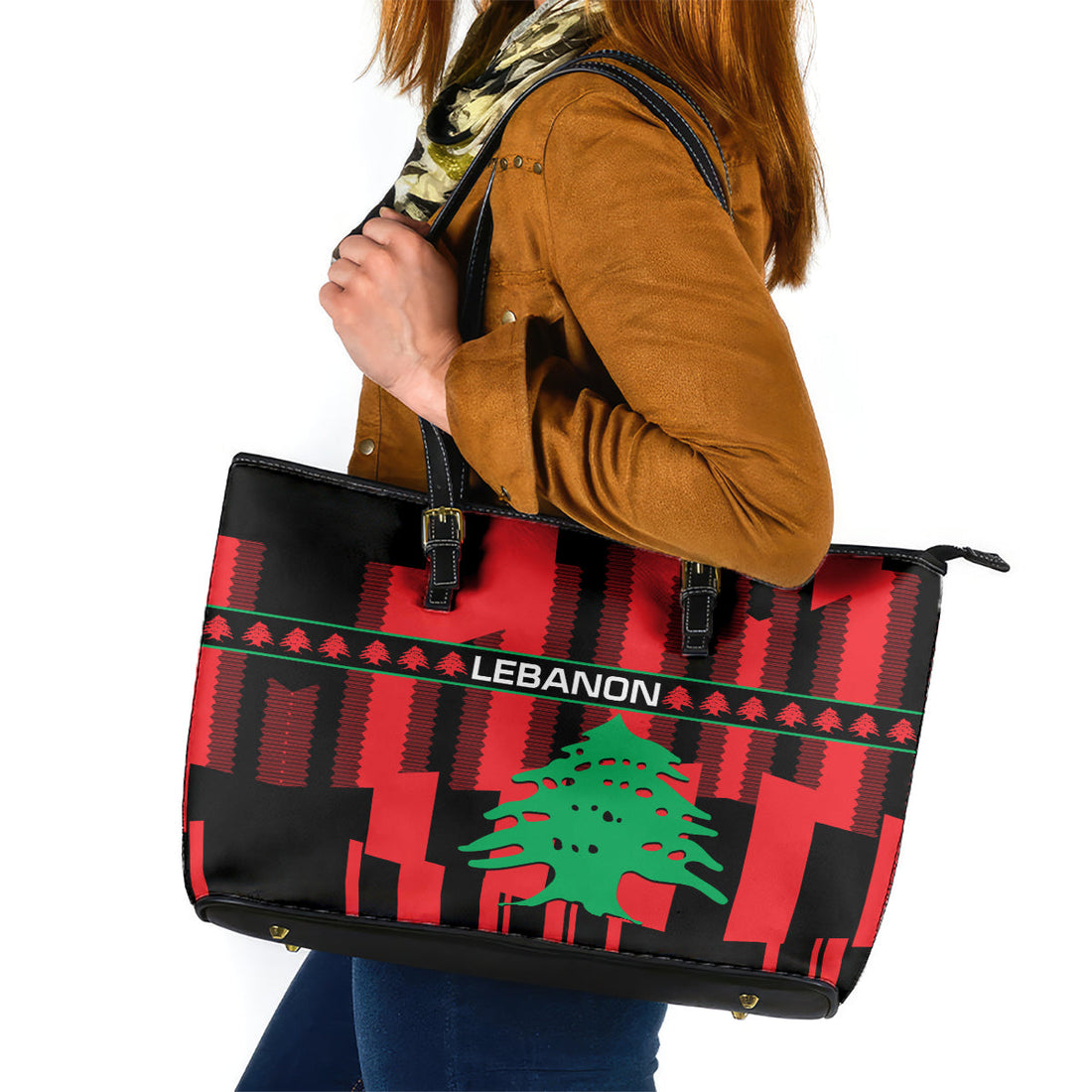 Personalised Lebanon Independence Day Leather Tote Bag Lebanese Cedar 80 Years Of Anniversary LT14