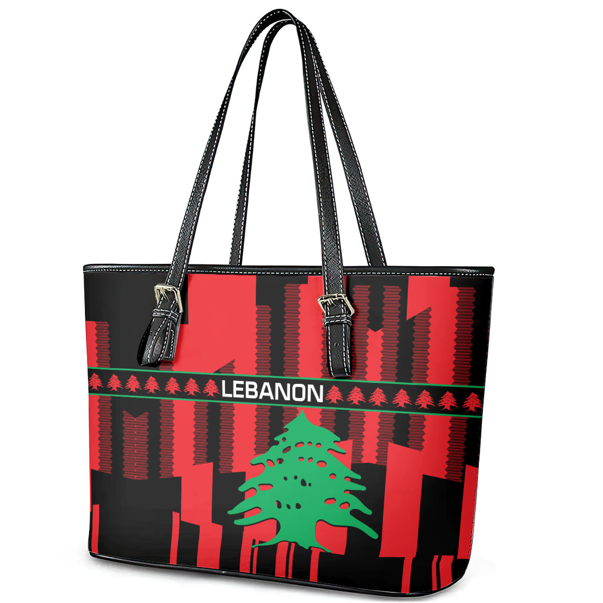 Personalised Lebanon Independence Day Leather Tote Bag Lebanese Cedar 80 Years Of Anniversary LT14