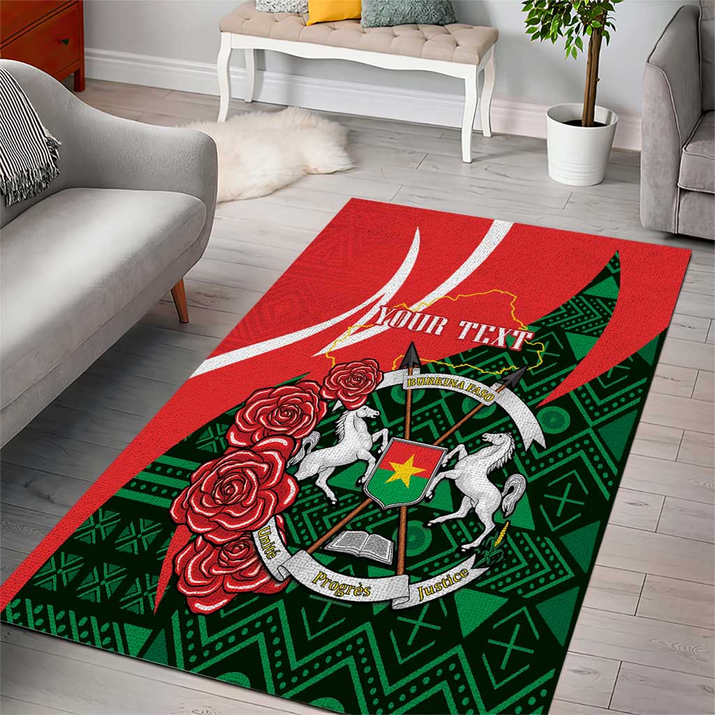 Personalized Burkina Faso Republic Day Area Rug Bogolan Mudcloth - Coat Of Arms Design LT14