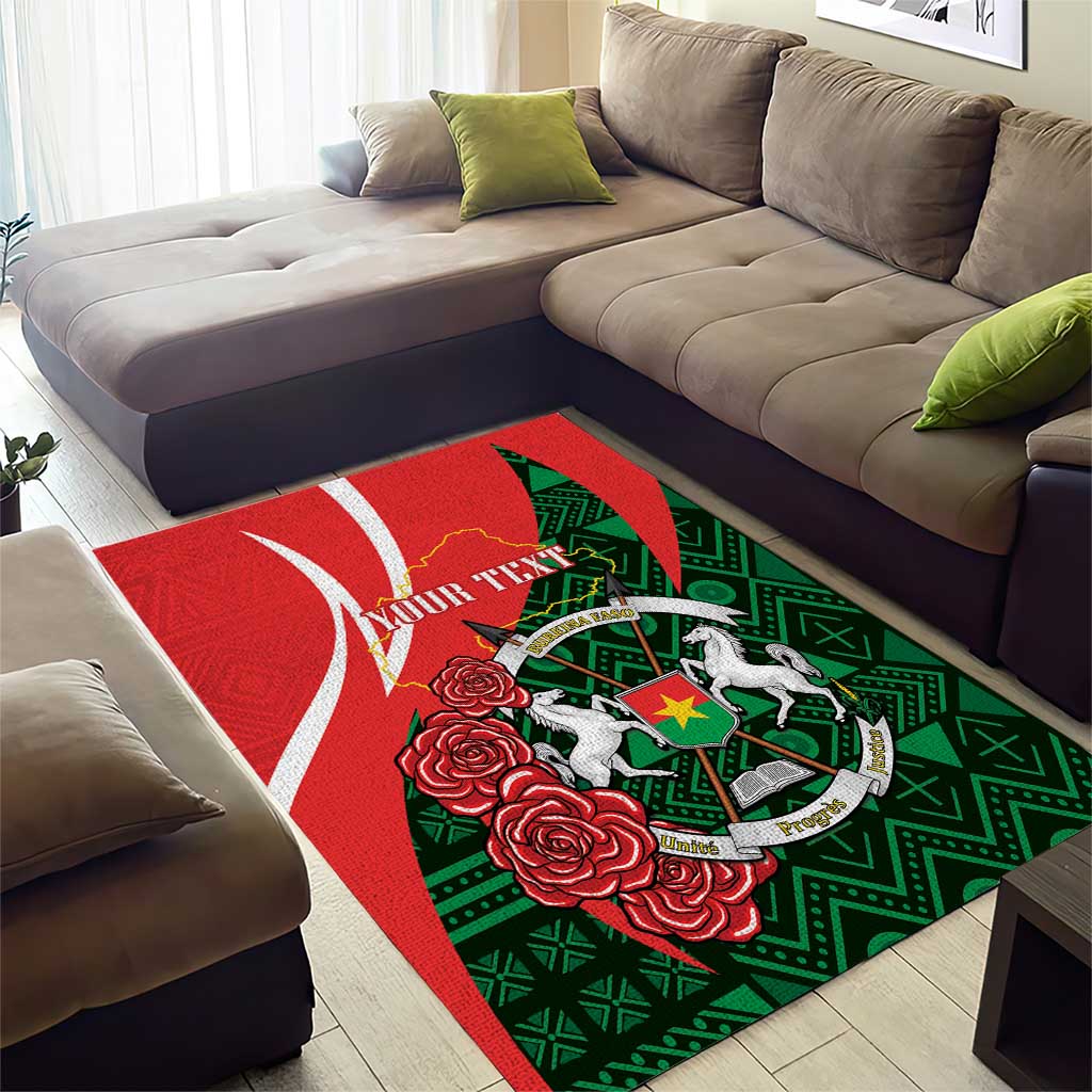 Personalized Burkina Faso Republic Day Area Rug Bogolan Mudcloth - Coat Of Arms Design LT14