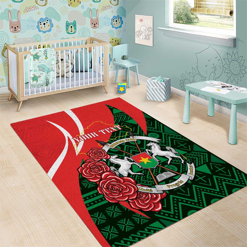 Personalized Burkina Faso Republic Day Area Rug Bogolan Mudcloth - Coat Of Arms Design LT14