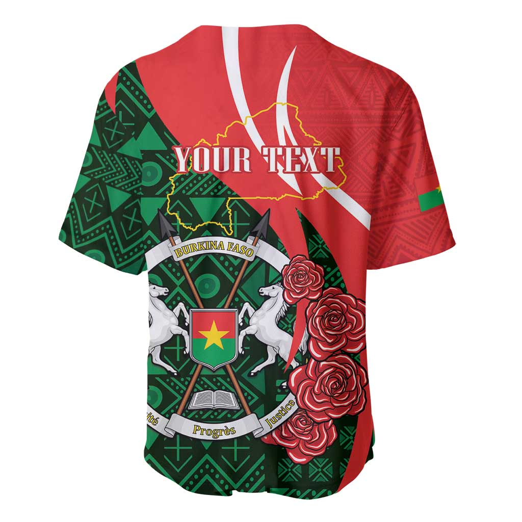 Personalized Burkina Faso Republic Day Baseball Jersey Bogolan Mudcloth - Coat Of Arms Design LT14