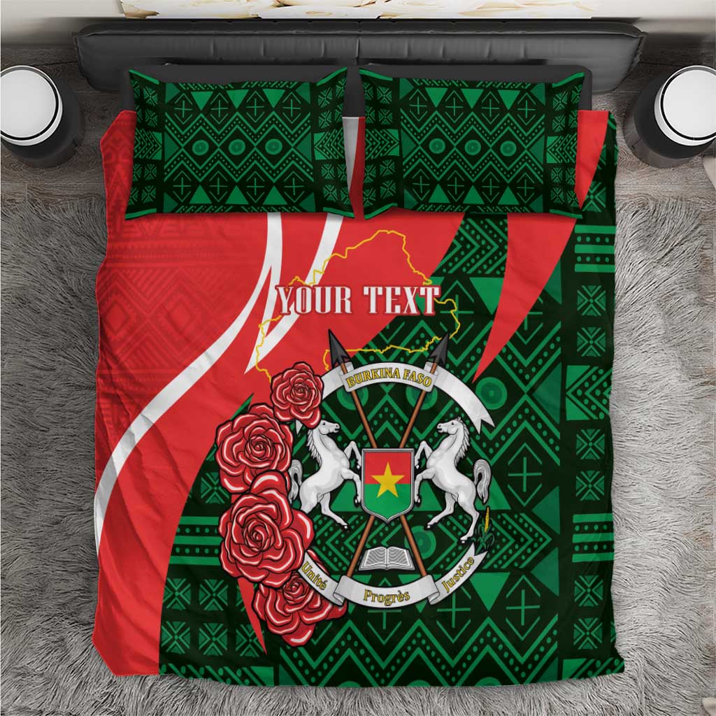 Personalized Burkina Faso Republic Day Bedding Set Bogolan Mudcloth - Coat Of Arms Design LT14