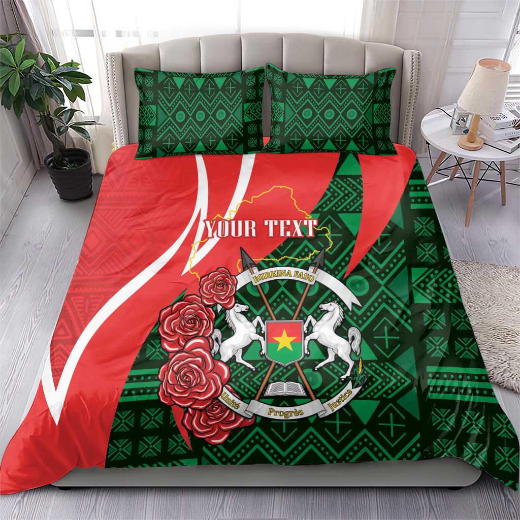 Personalized Burkina Faso Republic Day Bedding Set Bogolan Mudcloth - Coat Of Arms Design LT14