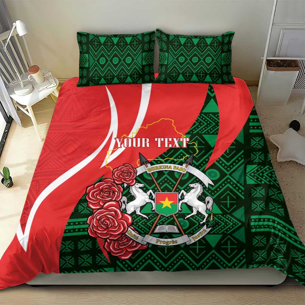 Personalized Burkina Faso Republic Day Bedding Set Bogolan Mudcloth - Coat Of Arms Design LT14