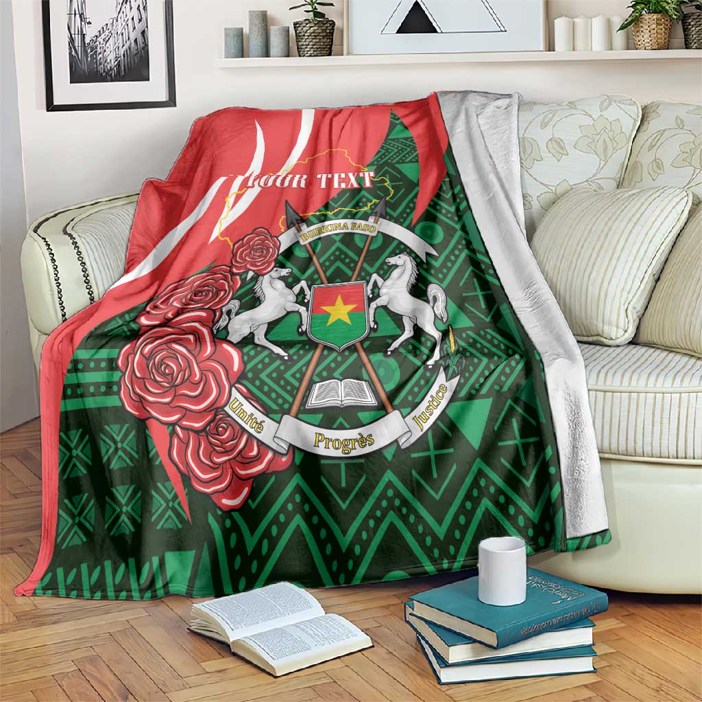 Personalized Burkina Faso Republic Day Blanket Bogolan Mudcloth - Coat Of Arms Design LT14