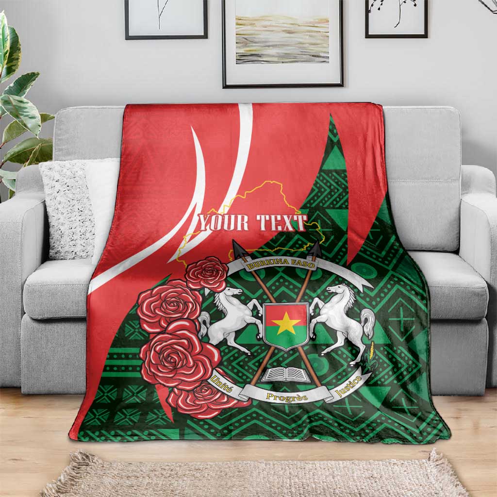 Personalized Burkina Faso Republic Day Blanket Bogolan Mudcloth - Coat Of Arms Design LT14