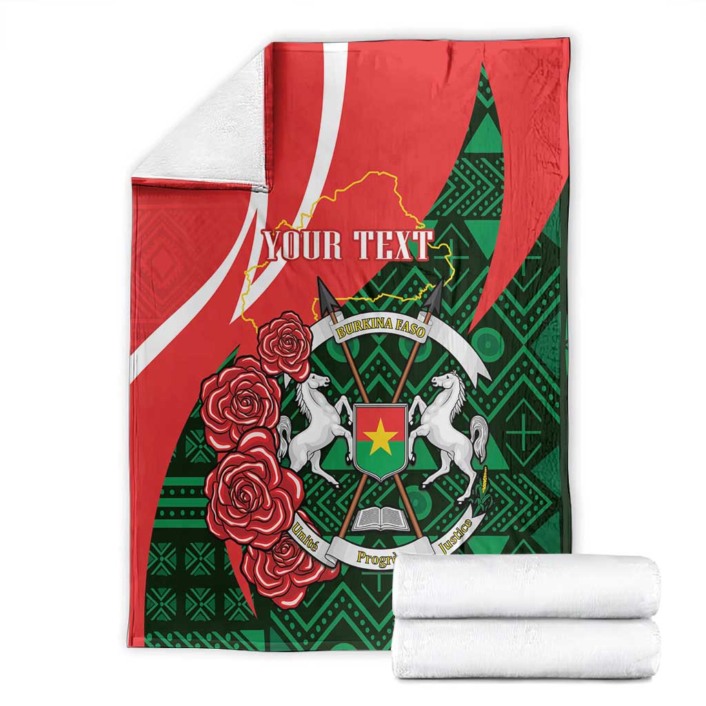 Personalized Burkina Faso Republic Day Blanket Bogolan Mudcloth - Coat Of Arms Design LT14
