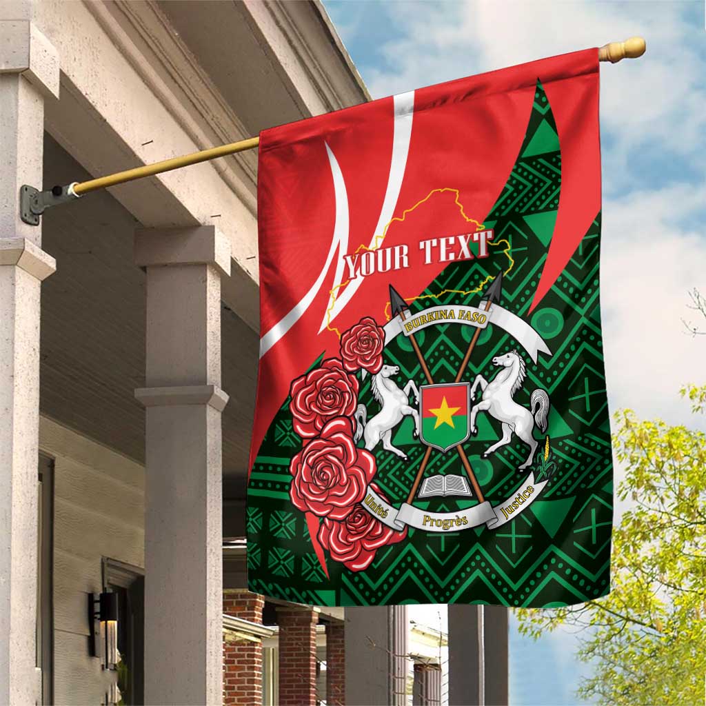 Personalized Burkina Faso Republic Day Garden Flag Bogolan Mudcloth - Coat Of Arms Design LT14