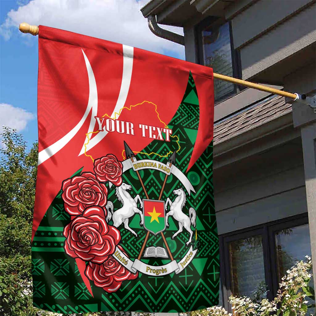 Personalized Burkina Faso Republic Day Garden Flag Bogolan Mudcloth - Coat Of Arms Design LT14