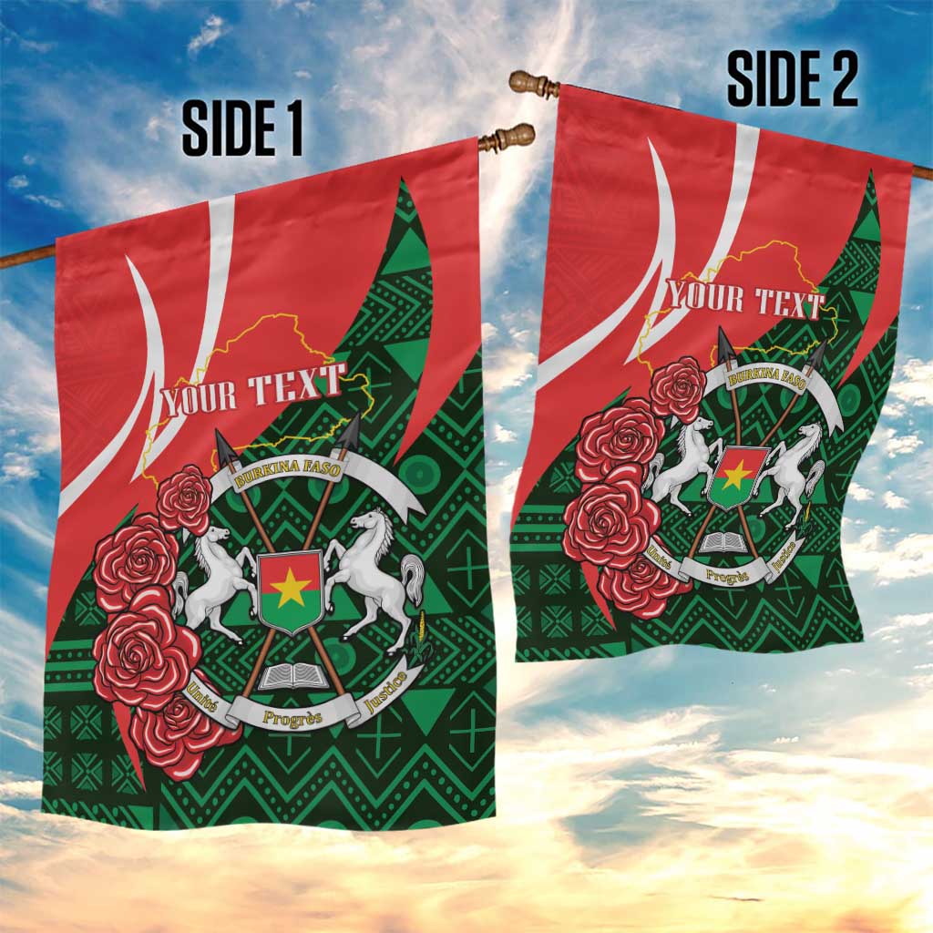 Personalized Burkina Faso Republic Day Garden Flag Bogolan Mudcloth - Coat Of Arms Design LT14