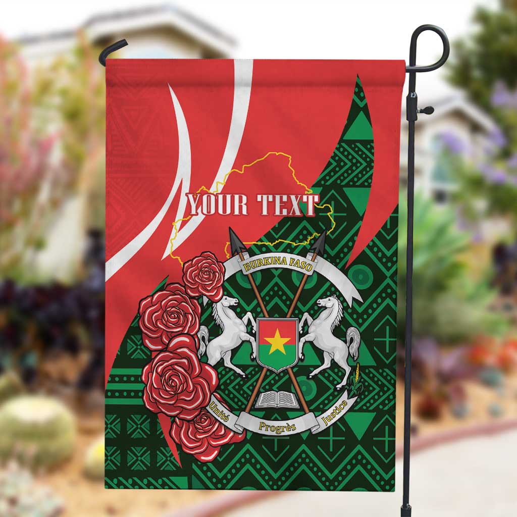 Personalized Burkina Faso Republic Day Garden Flag Bogolan Mudcloth - Coat Of Arms Design LT14