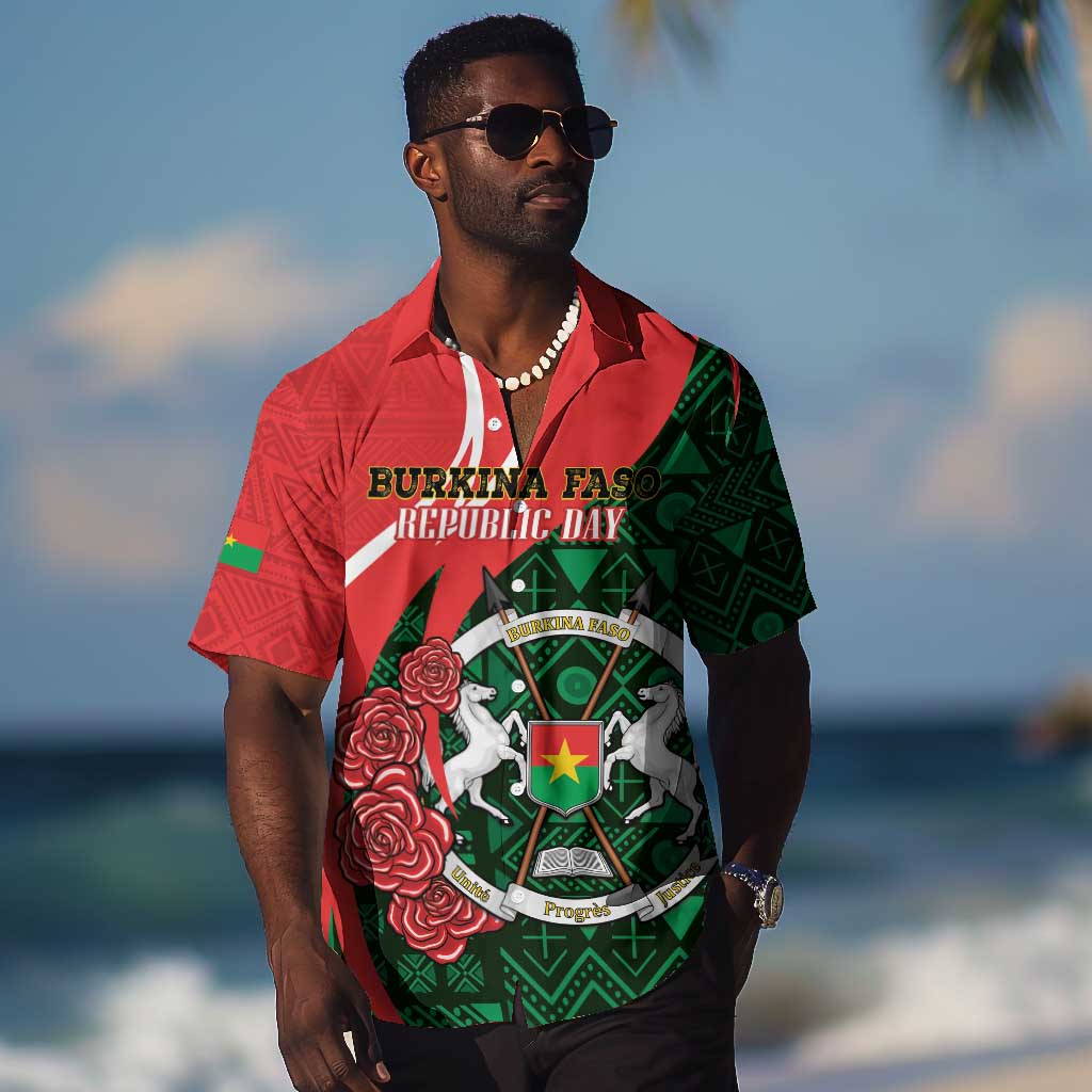 Personalized Burkina Faso Republic Day Hawaiian Shirt Bogolan Mudcloth - Coat Of Arms Design LT14
