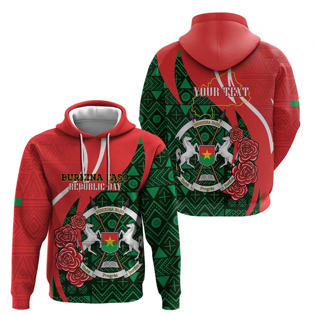 Personalised Burkina Faso Republic Day Hoodie Happy 66th Anniversary - Bogolan Pattern LT14