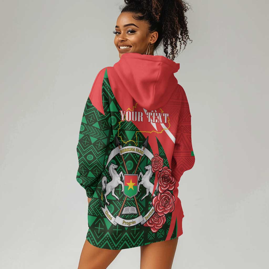 Personalized Burkina Faso Republic Day Hoodie Dress Bogolan Mudcloth - Coat Of Arms Design LT14