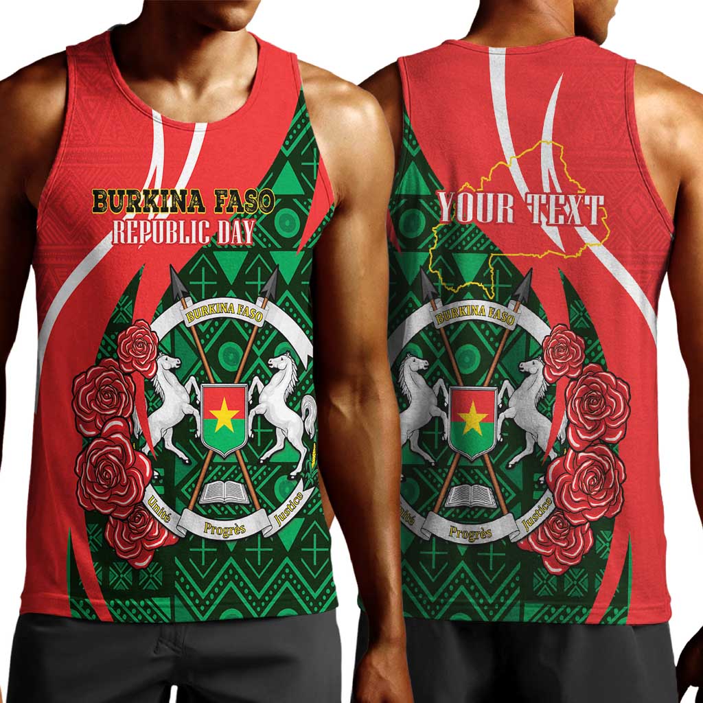 Personalized Burkina Faso Republic Day Men Tank Top Bogolan Mudcloth - Coat Of Arms Design LT14