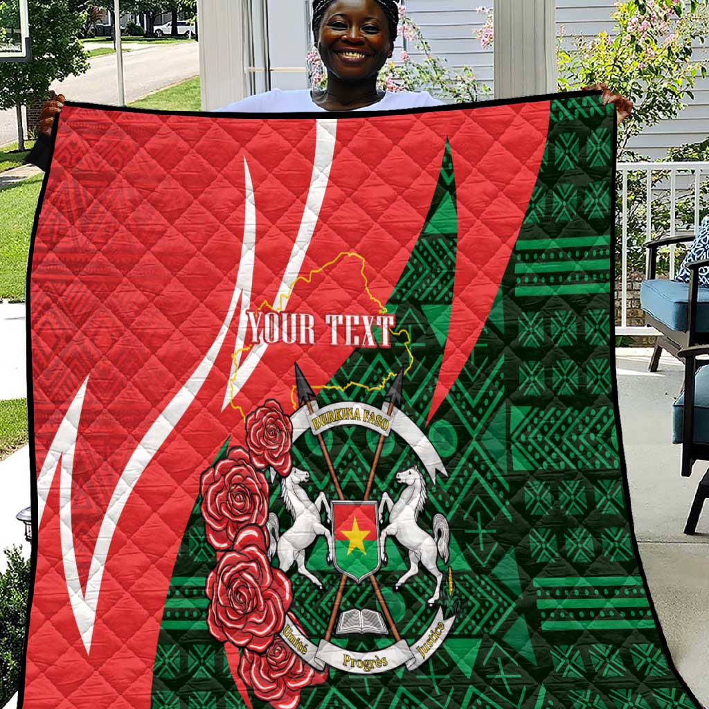 Personalized Burkina Faso Republic Day Quilt Bogolan Mudcloth - Coat Of Arms Design LT14