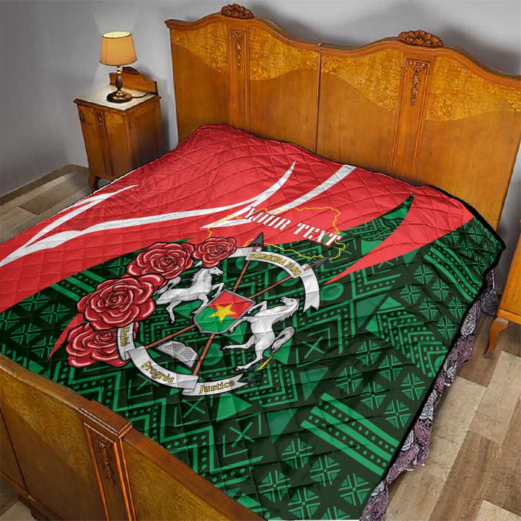 Personalized Burkina Faso Republic Day Quilt Bogolan Mudcloth - Coat Of Arms Design LT14