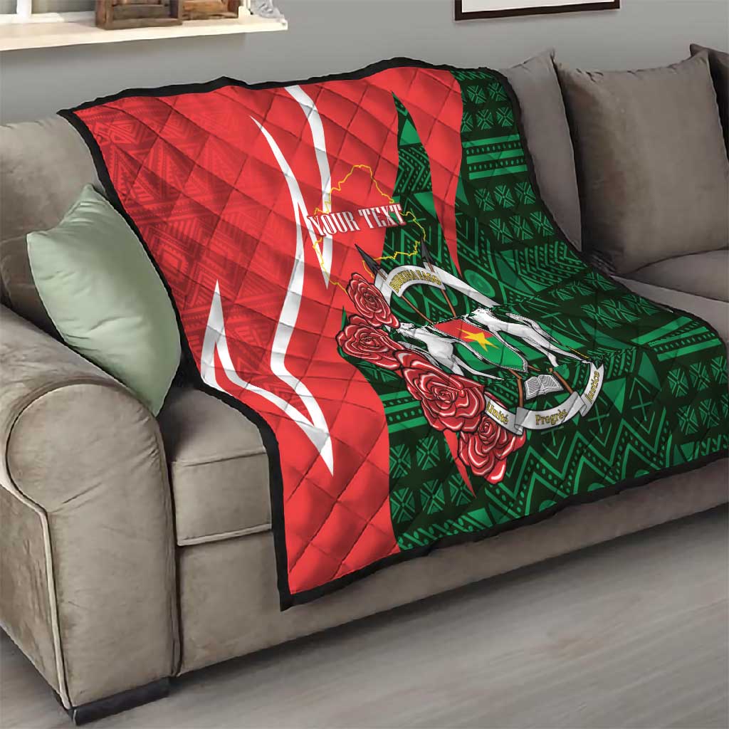 Personalized Burkina Faso Republic Day Quilt Bogolan Mudcloth - Coat Of Arms Design LT14