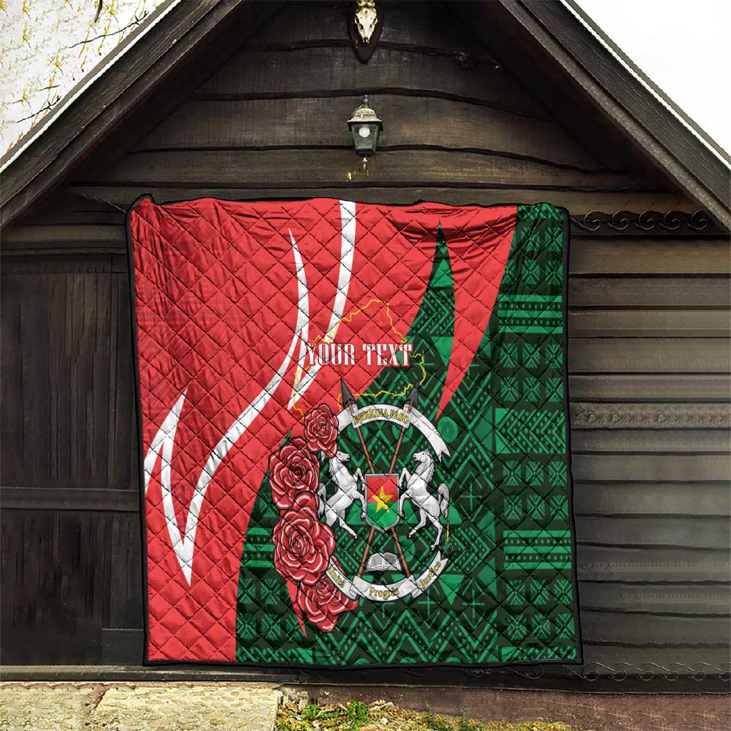 Personalized Burkina Faso Republic Day Quilt Bogolan Mudcloth - Coat Of Arms Design LT14