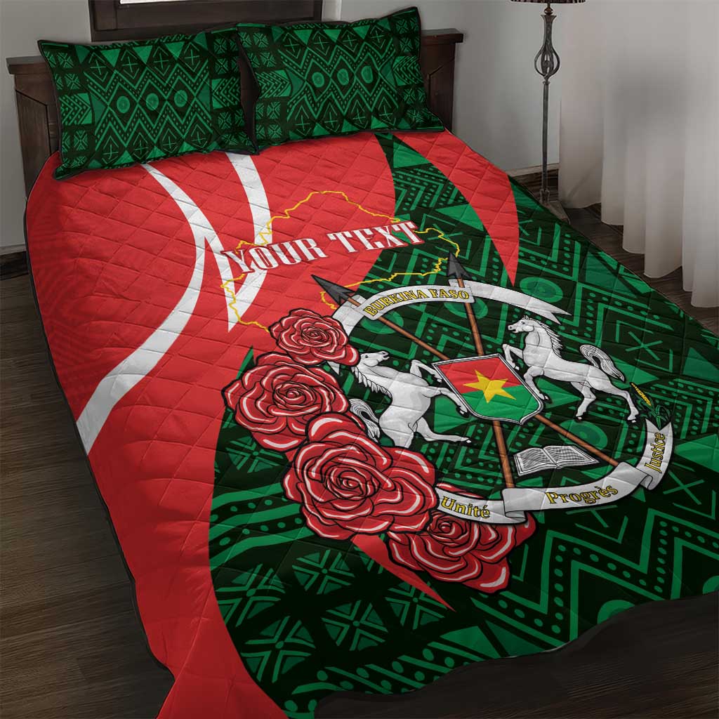 Personalized Burkina Faso Republic Day Quilt Bed Set Bogolan Mudcloth - Coat Of Arms Design LT14