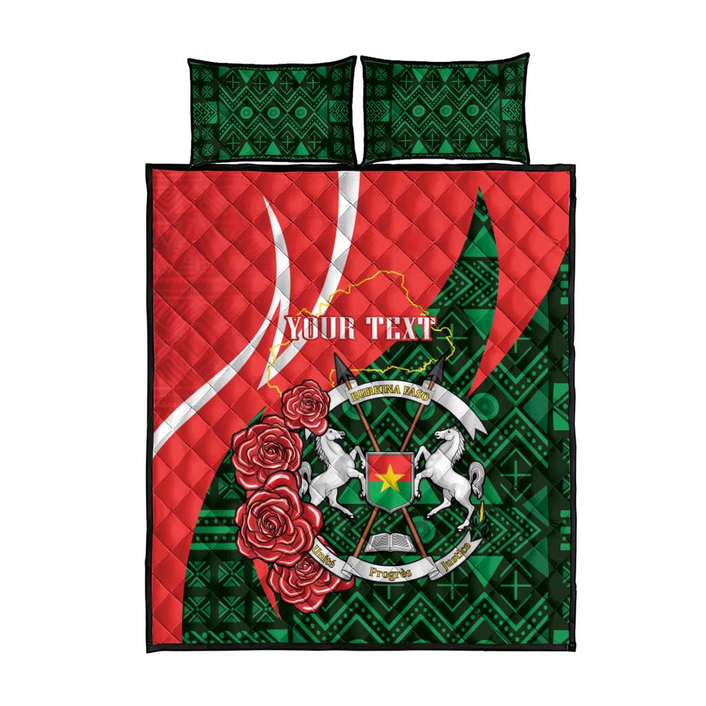 Personalized Burkina Faso Republic Day Quilt Bed Set Bogolan Mudcloth - Coat Of Arms Design LT14