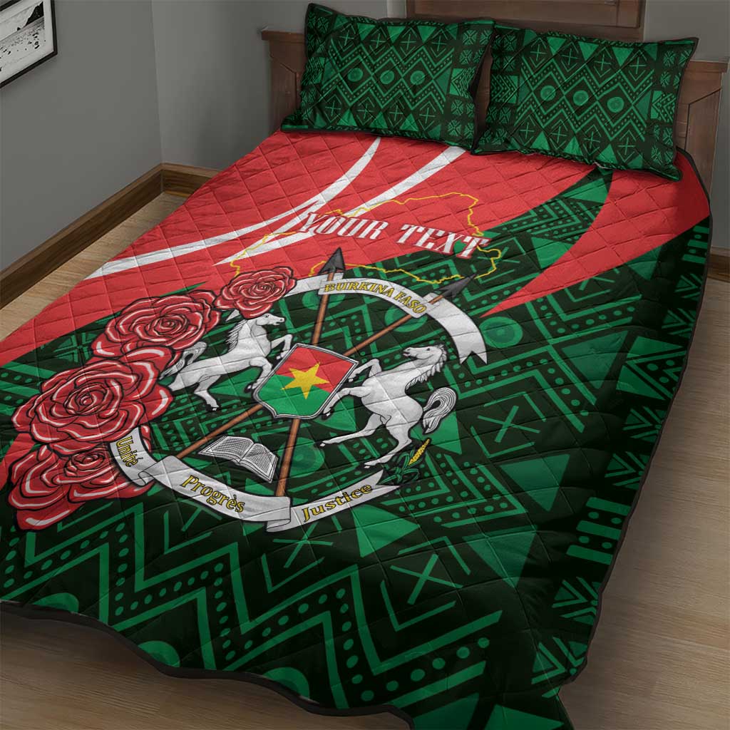 Personalized Burkina Faso Republic Day Quilt Bed Set Bogolan Mudcloth - Coat Of Arms Design LT14