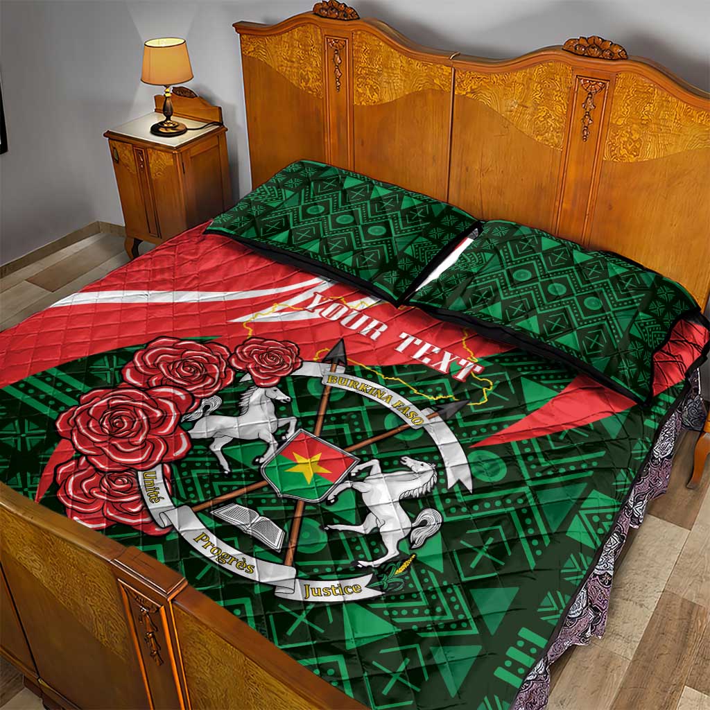 Personalized Burkina Faso Republic Day Quilt Bed Set Bogolan Mudcloth - Coat Of Arms Design LT14