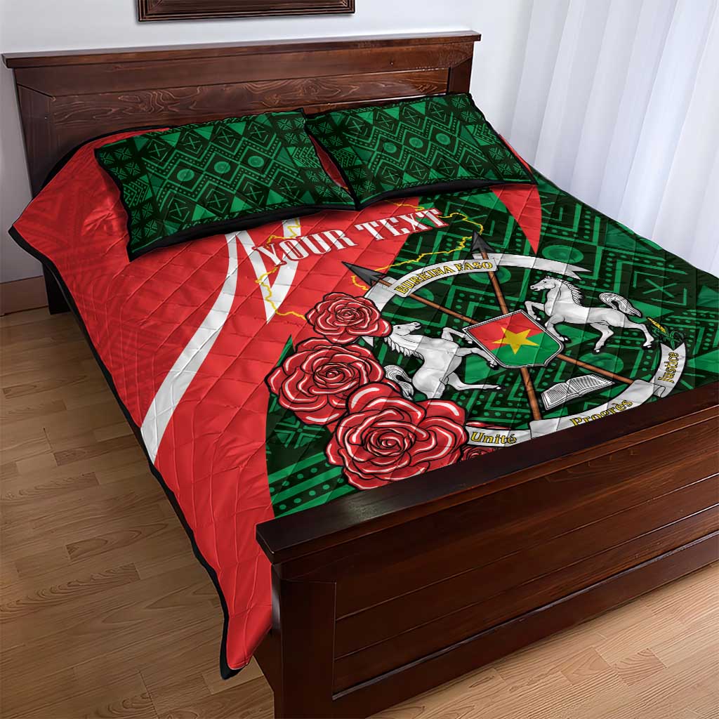 Personalized Burkina Faso Republic Day Quilt Bed Set Bogolan Mudcloth - Coat Of Arms Design LT14