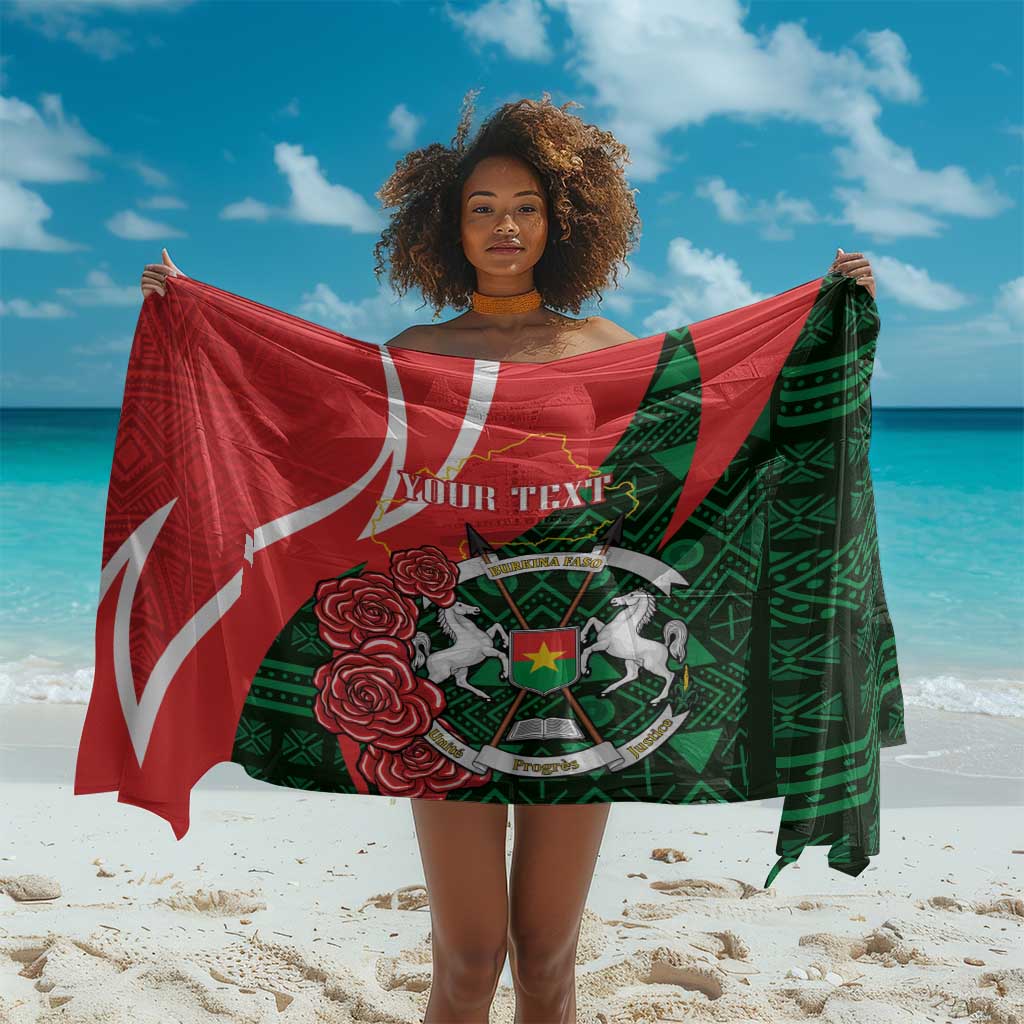 Personalized Burkina Faso Republic Day Sarong Bogolan Mudcloth - Coat Of Arms Design LT14