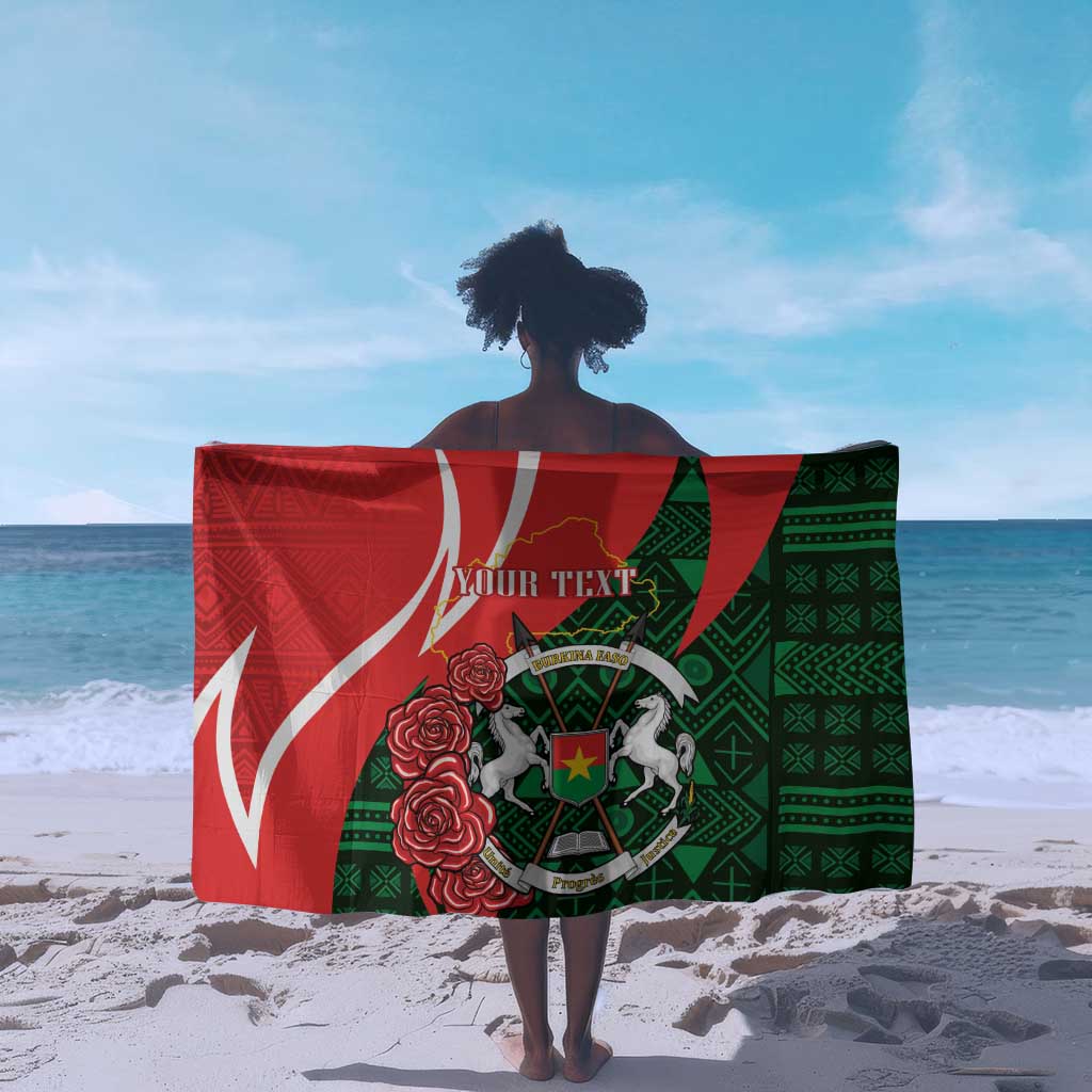Personalized Burkina Faso Republic Day Sarong Bogolan Mudcloth - Coat Of Arms Design LT14