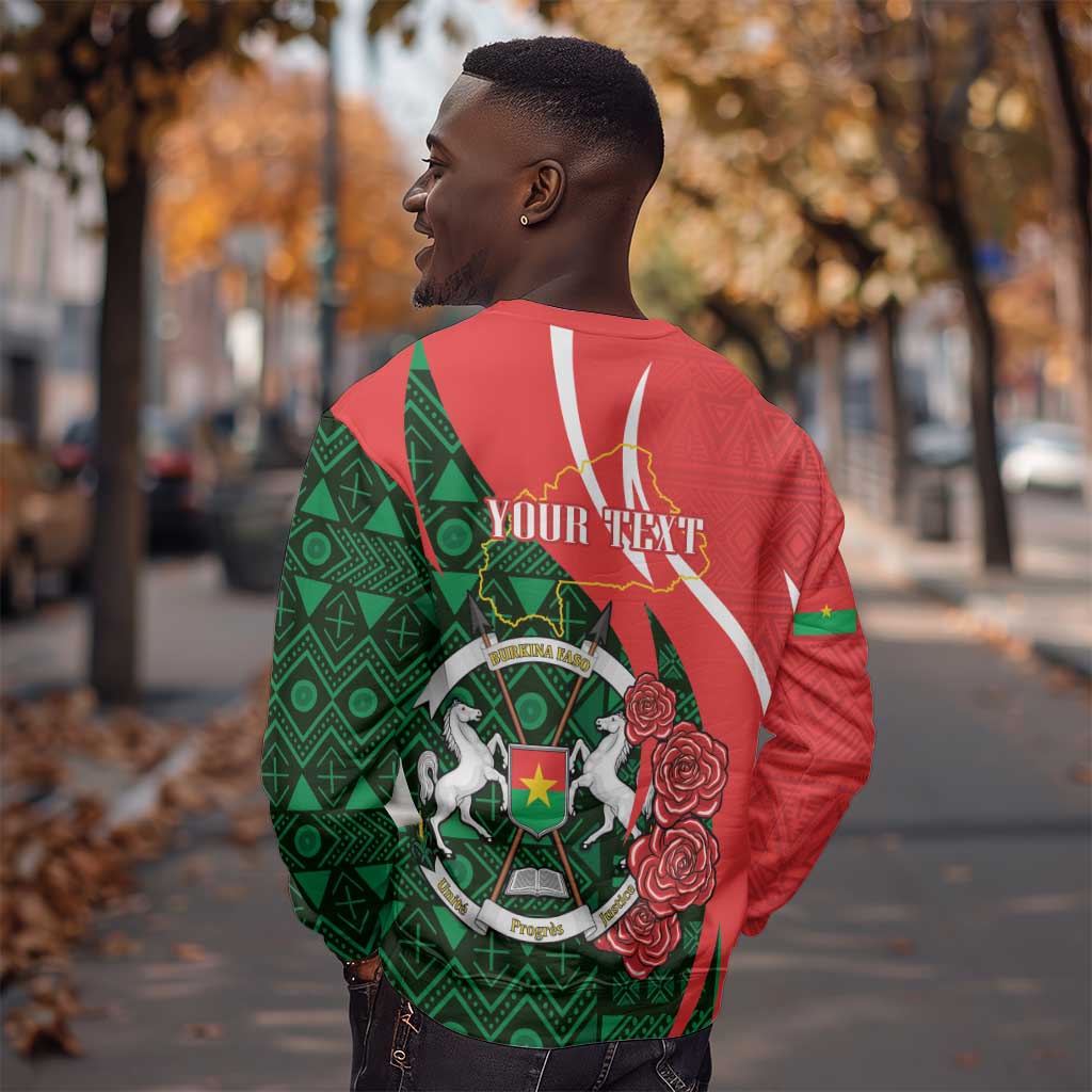 Personalized Burkina Faso Republic Day Sweatshirt Bogolan Mudcloth - Coat Of Arms Design LT14