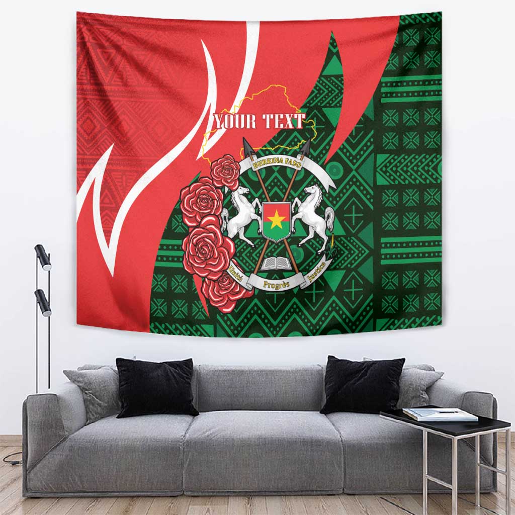 Personalized Burkina Faso Republic Day Tapestry Bogolan Mudcloth - Coat Of Arms Design LT14