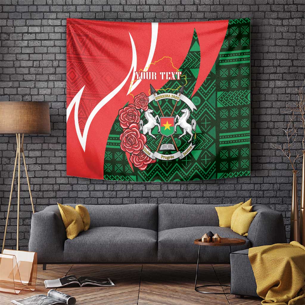 Personalized Burkina Faso Republic Day Tapestry Bogolan Mudcloth - Coat Of Arms Design LT14