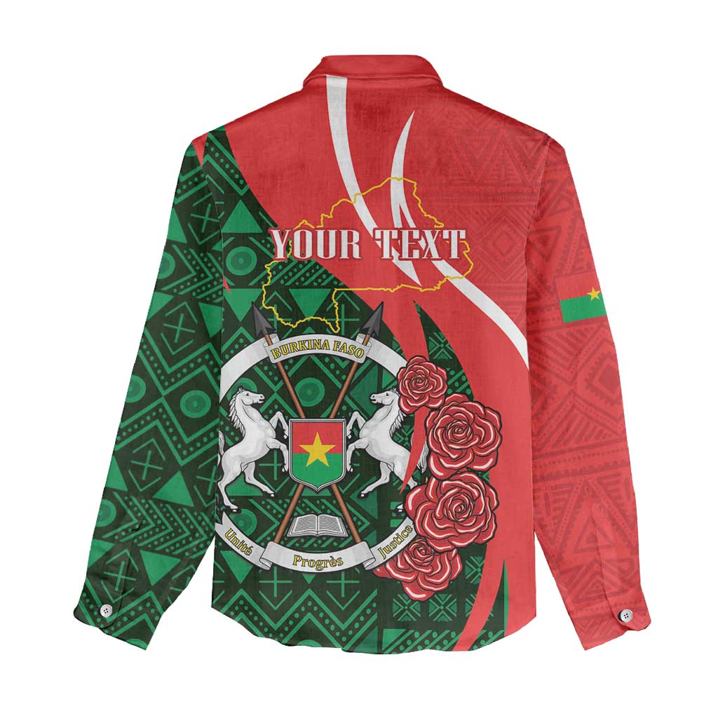 Personalized Burkina Faso Republic Day Women Casual Shirt Bogolan Mudcloth - Coat Of Arms Design LT14