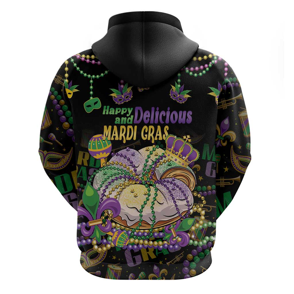 Happy And Delicious Mardi Gras Hoodie King Cake And Luxury Beadeds LT14
