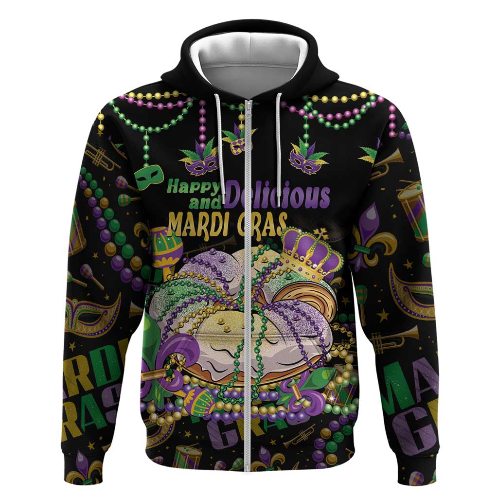 Happy And Delicious Mardi Gras Hoodie King Cake And Luxury Beadeds LT14
