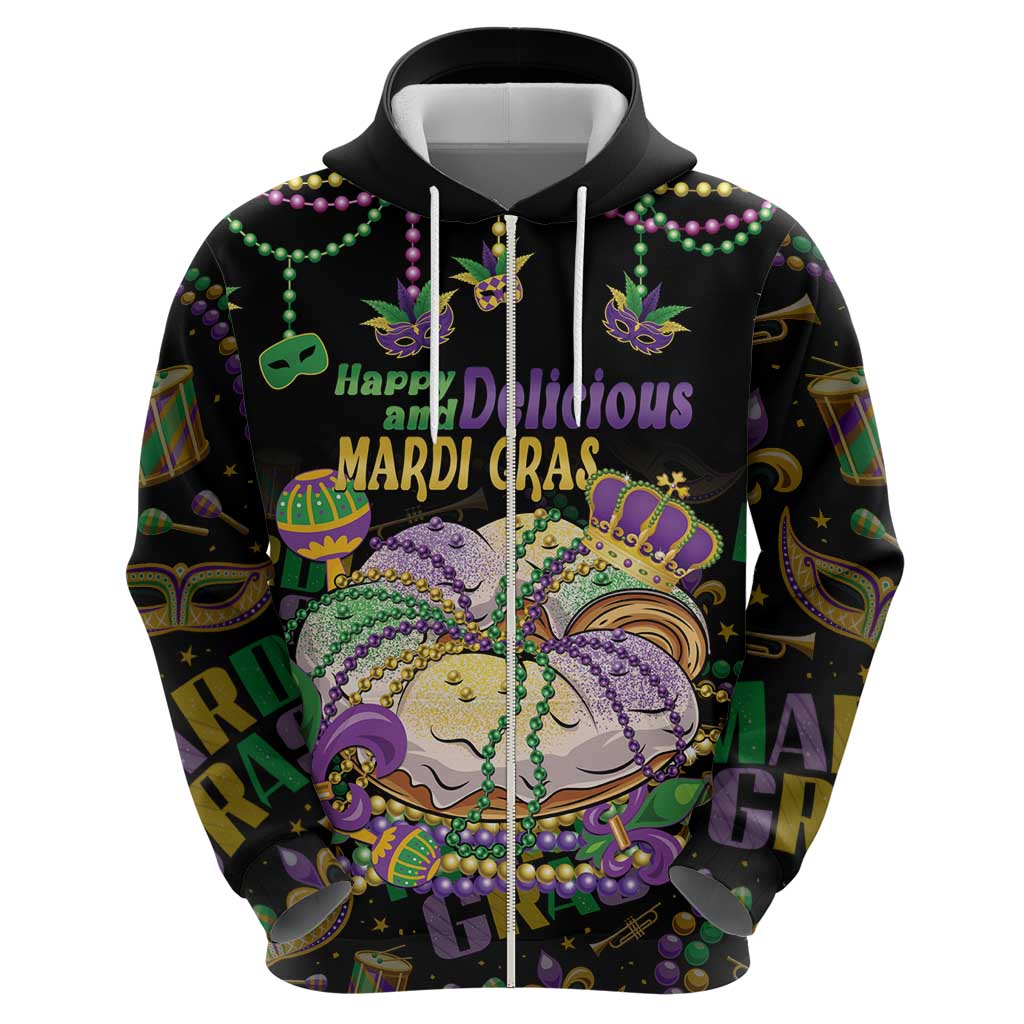 Happy And Delicious Mardi Gras Hoodie King Cake And Luxury Beadeds LT14