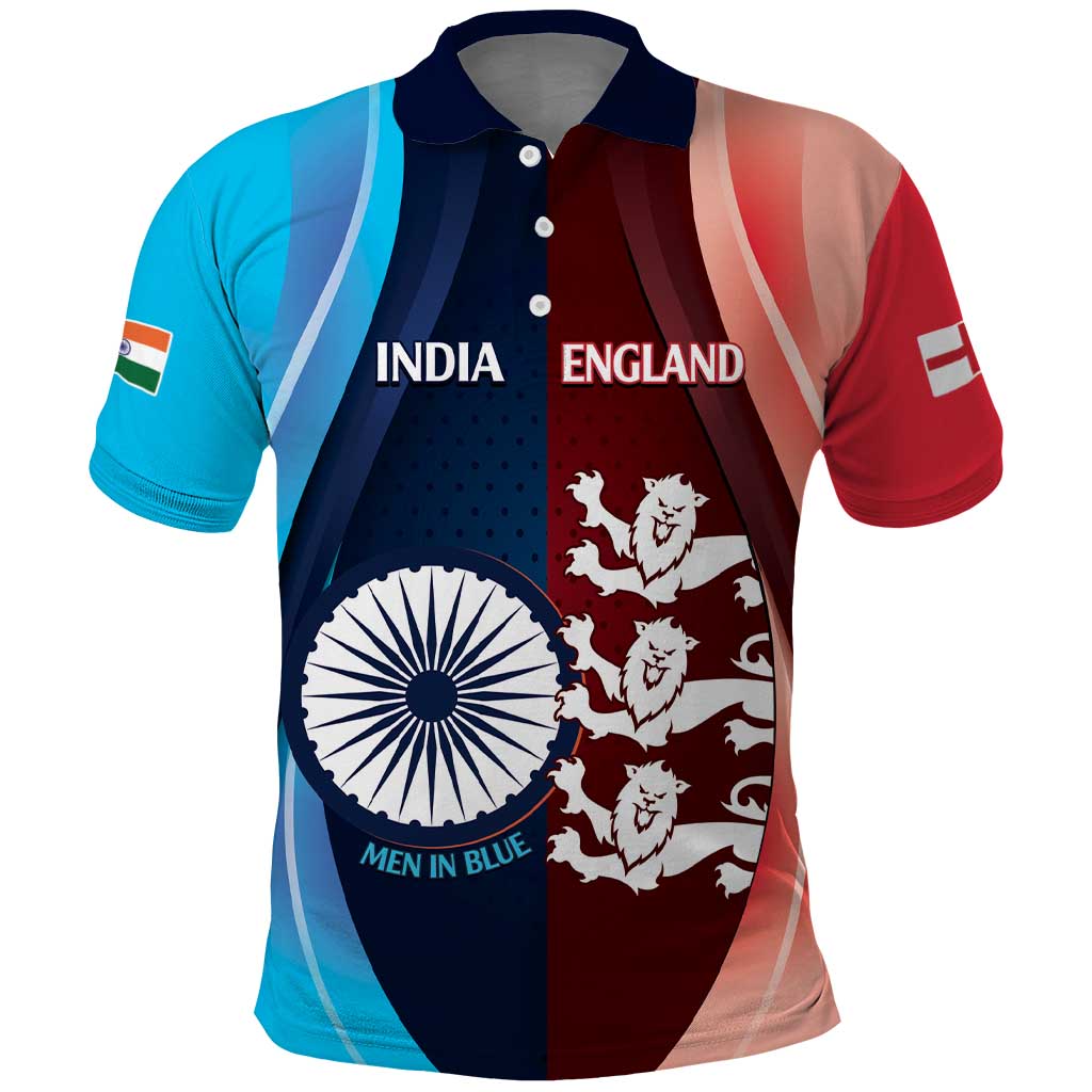 Custom India And England Cricket Polo Shirt 2025 Men In Blue Three Lions Together LT14