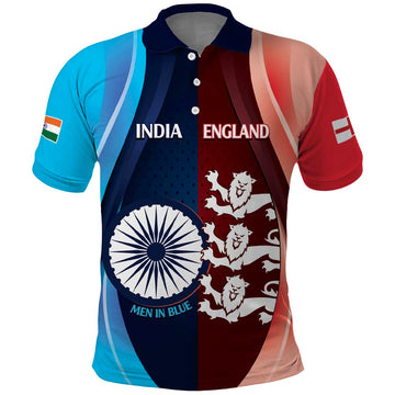 Custom India And England Cricket Polo Shirt 2025 Men In Blue Three Lions Together LT14