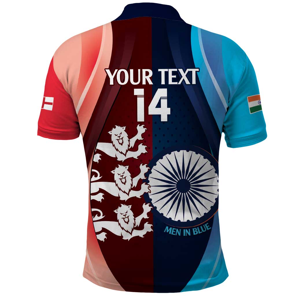Custom India And England Cricket Polo Shirt 2025 Men In Blue Three Lions Together LT14