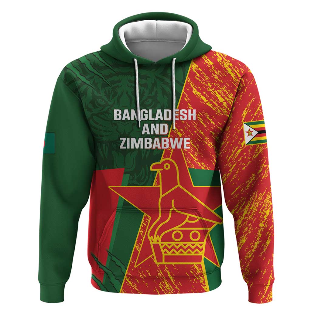 Custom Bangladesh And Zimbabwe Cricket Hoodie 2025 Tigers Chevrons Together LT14