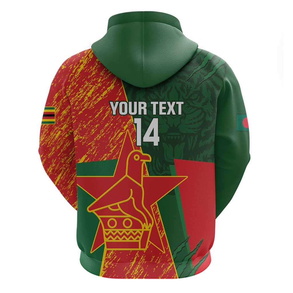 Custom Bangladesh And Zimbabwe Cricket Hoodie 2025 Tigers Chevrons Together LT14