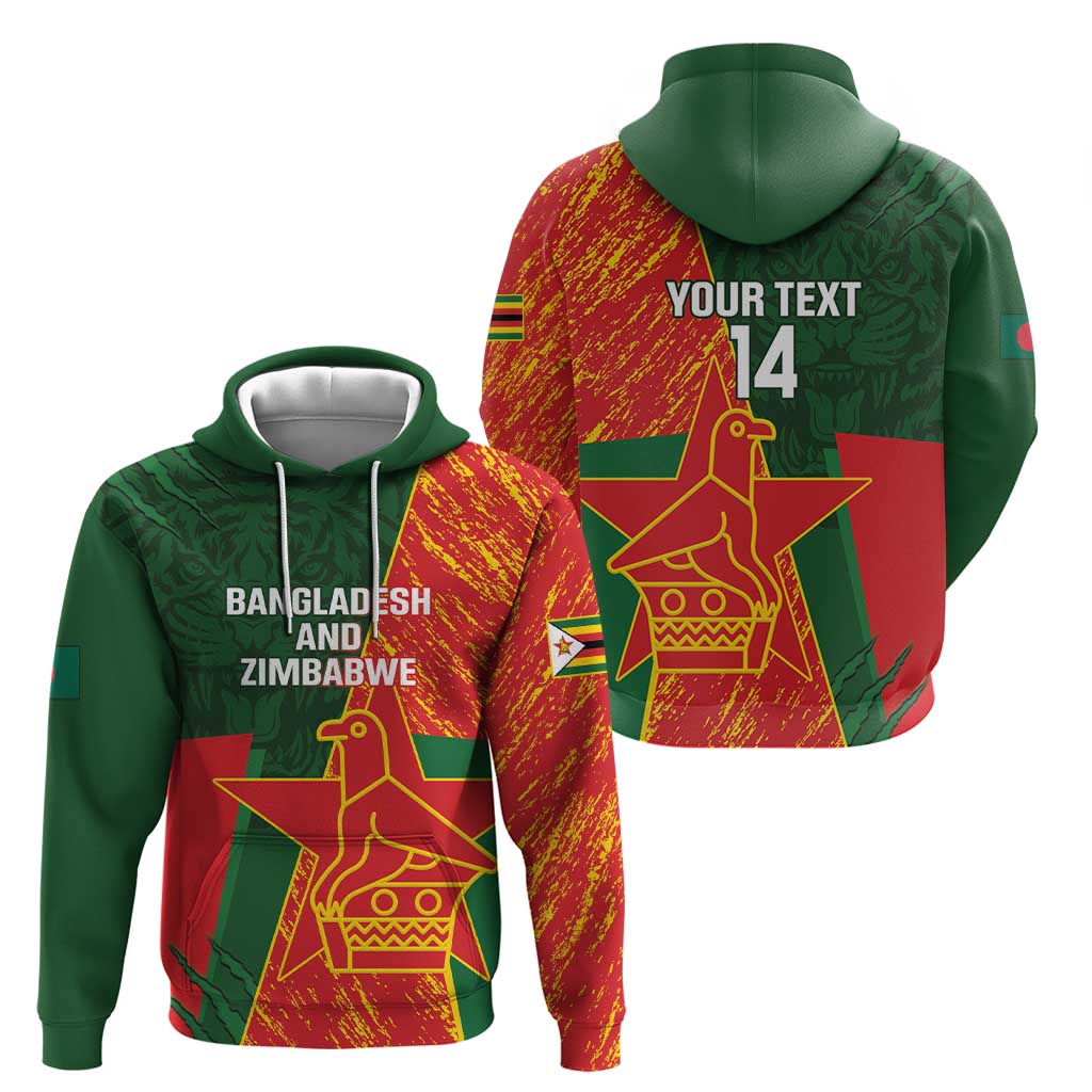 Custom Bangladesh And Zimbabwe Cricket Hoodie 2025 Tigers Chevrons Together LT14