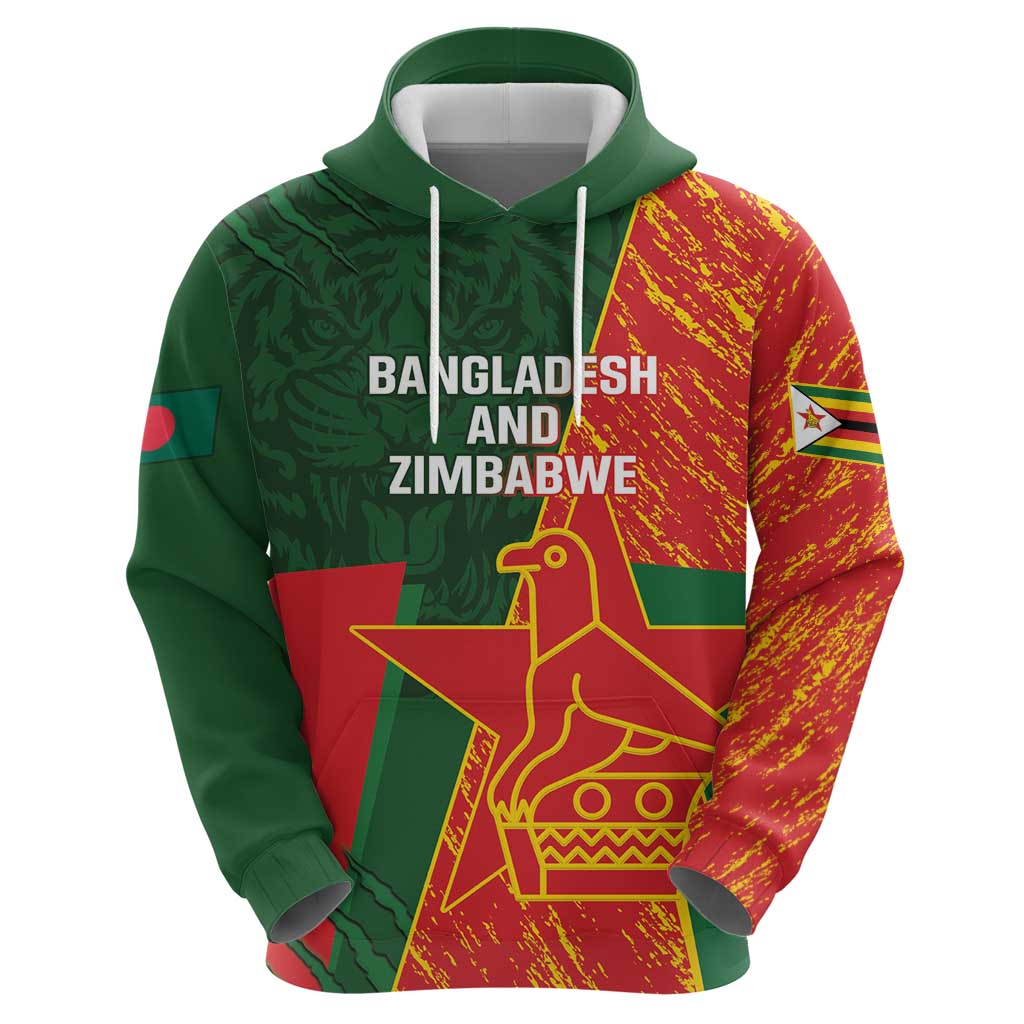 Custom Bangladesh And Zimbabwe Cricket Hoodie 2025 Tigers Chevrons Together LT14