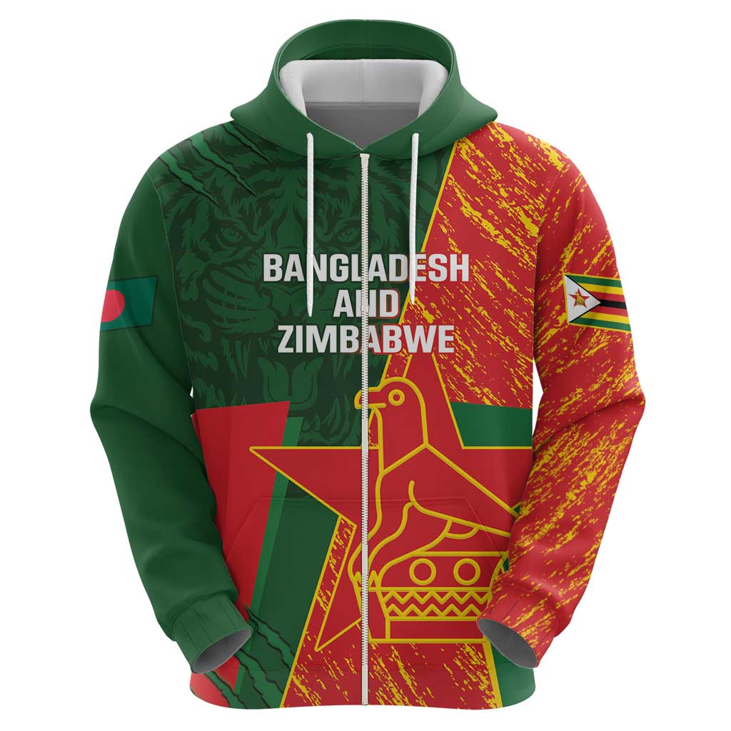 Custom Bangladesh And Zimbabwe Cricket Hoodie 2025 Tigers Chevrons Together LT14