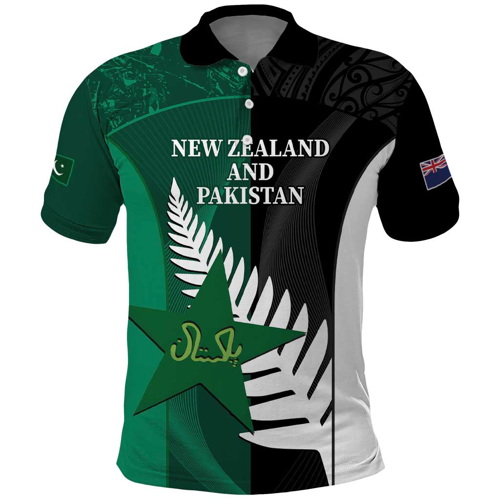 Custom New Zealand And Pakistan Cricket Polo Shirt 2025 Black Cap Shaheens Together LT14