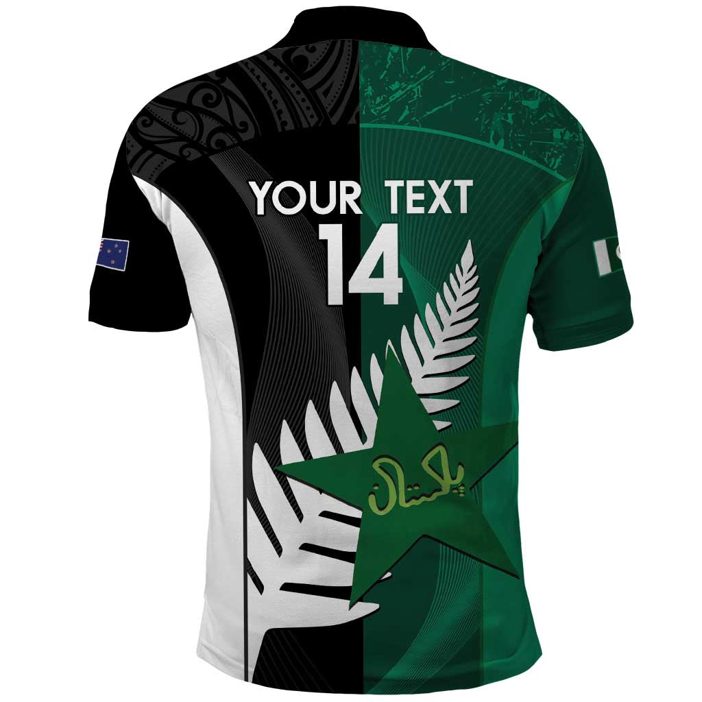 Custom New Zealand And Pakistan Cricket Polo Shirt 2025 Black Cap Shaheens Together LT14
