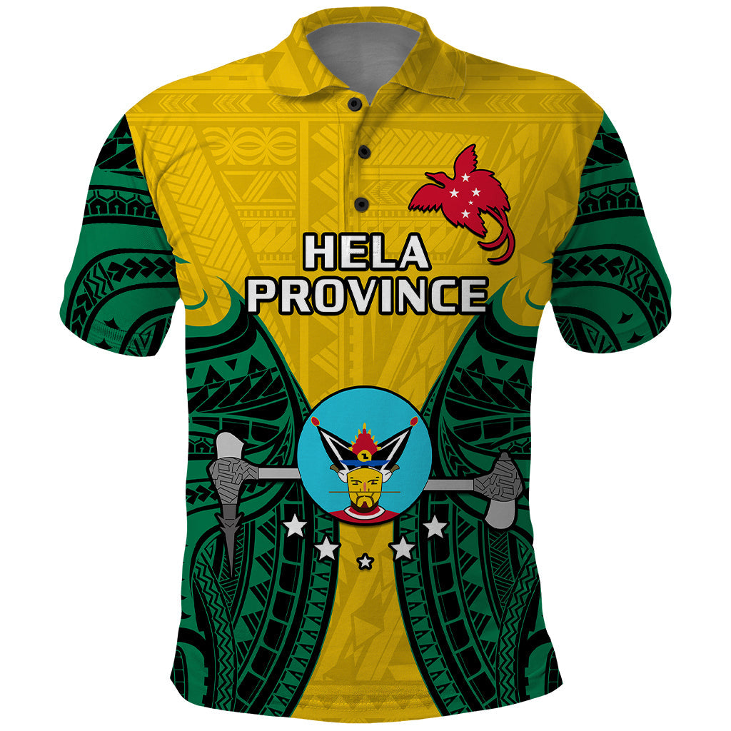 Papua New Guinea Polo Shirt Hela Province Mix Coat Of Arms Polynesian Art LT14