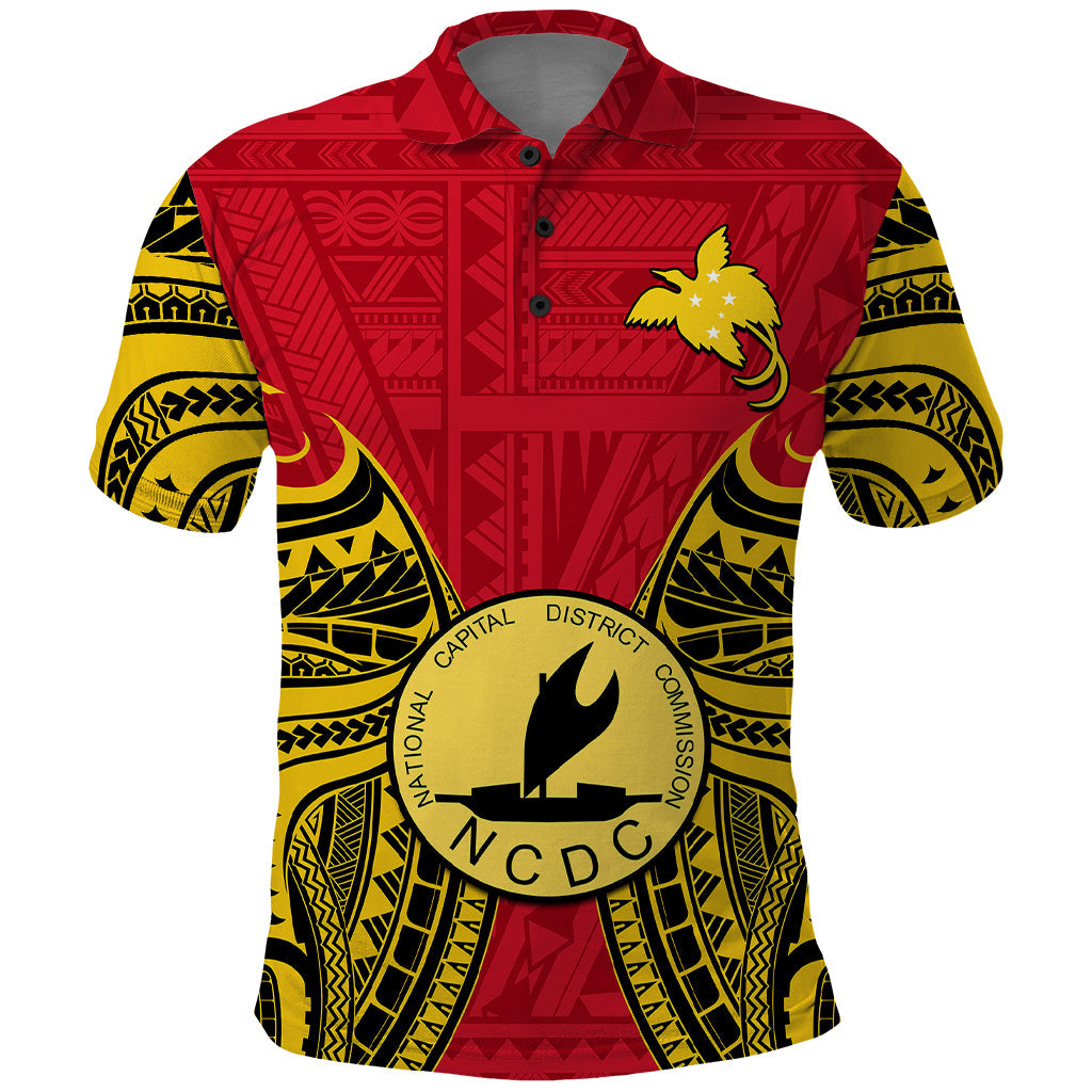 Papua New Guinea Polo Shirt National Capital District Mix Coat Of Arms Polynesian Art LT14